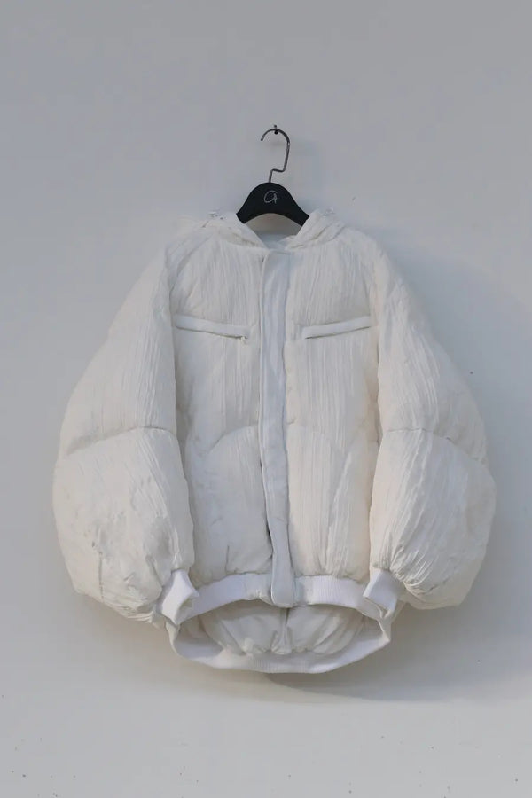 CHENPENG White Pleated Puffer Jacket CP20AWJ002